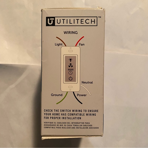 Utilitech Bath Fan Control Switch with Timer Wall-Mounted LCD Touch Panel - Picture 3 of 4